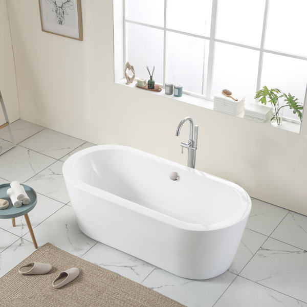 MD Bath Bathtub 59'' x 30'' Freestanding Soaking Acrylic Bathtub
